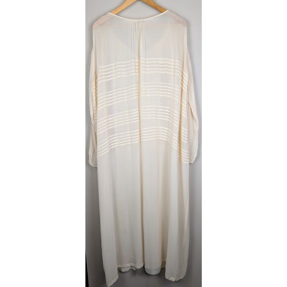 Mes Demoiselles Paris Silk Sheer Stripe Paneled Nightgown Douceur Ivory 42 - Picture 11 of 12